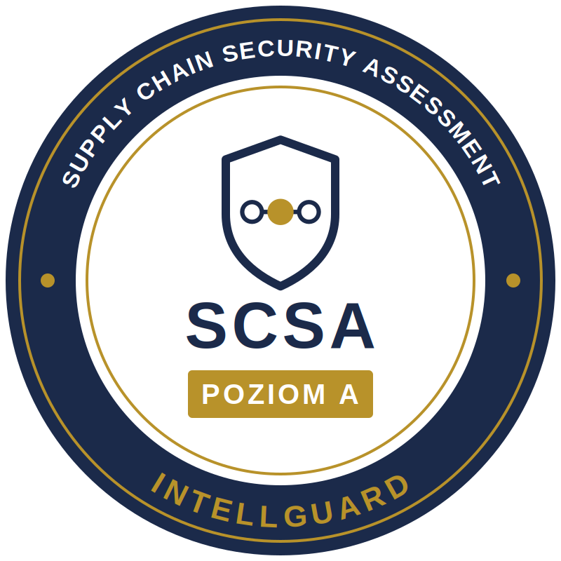 Projekt odznaki SCSA z napisem POZIOM A, wersja 0.9.