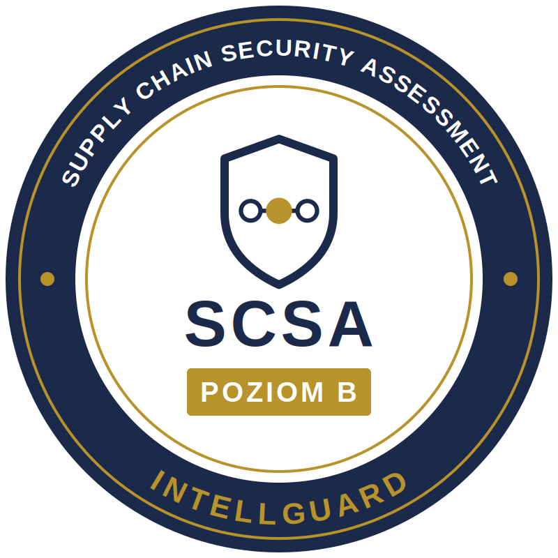 Projekt odznaki SCSA z napisem POZIOM B, wersja 0.9.
